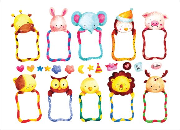 Download Cute Animal Frame Water Color Style - Frame Collection