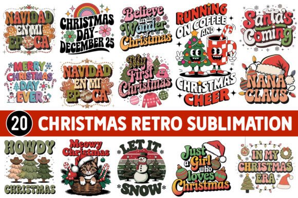 Download Christmas Retro Type Sublimation Design - Retro type Collection