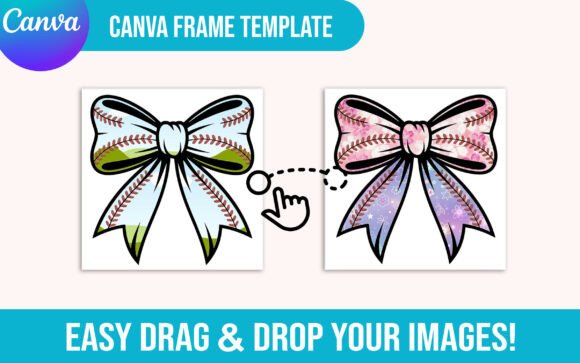 Download Retro Baseball Coquette Bow Canva Frame - Frame Collection