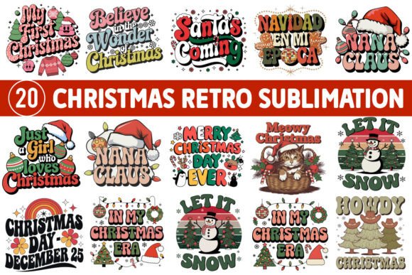 Download Christmas Retro Type Sublimation Design - Retro type Collection