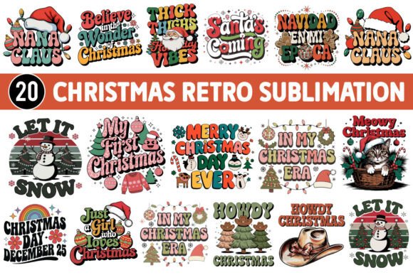 Download Christmas Retro Type Sublimation Design - Retro type Collection