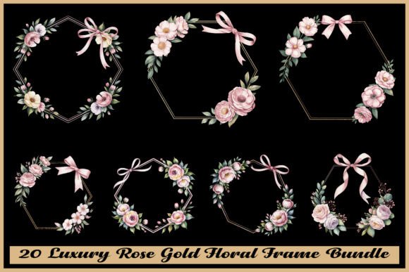Download 20 Luxury Rose Gold Floral Frame Set - Frame Collection